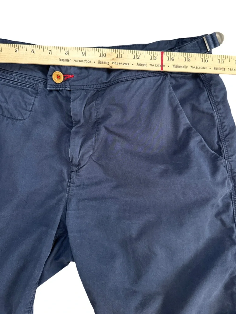Psycho Bunny Mens 33 Classic Navy Blue Chino Cotton Adjustable Waist Shorts